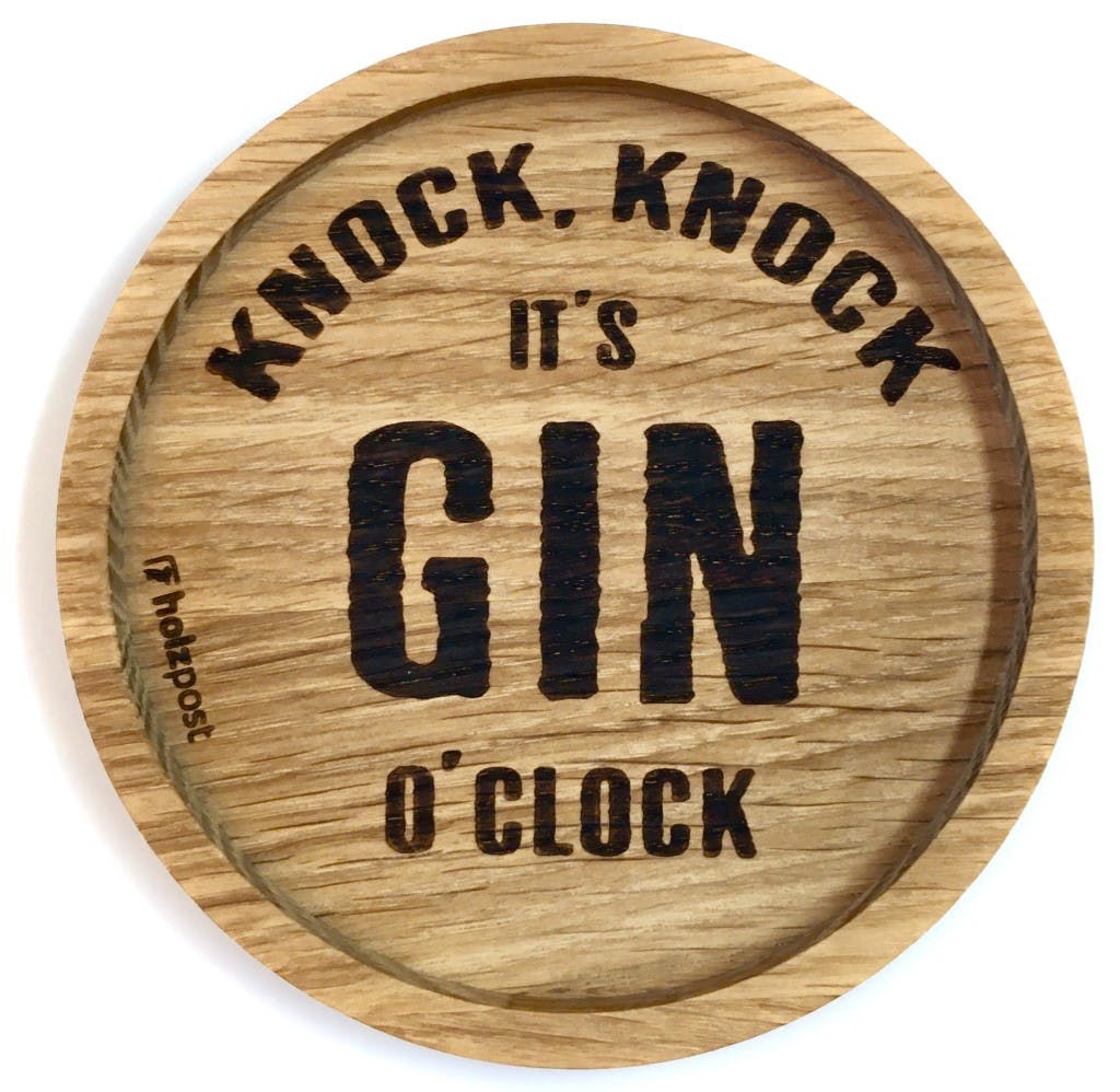 Untersetzer Motiv "Knock, Knock" aus geöltem Eichenholz von Holzpost