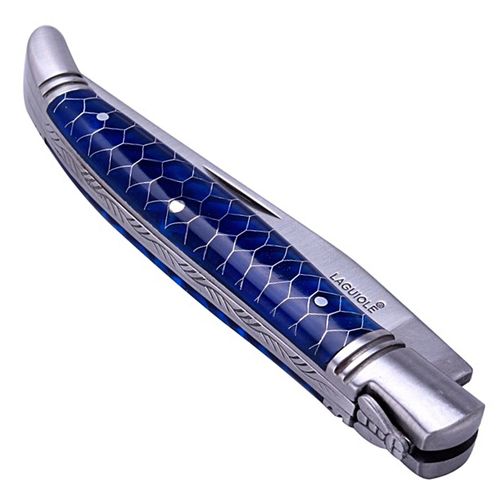 Laguiole klappbares Taschenmesser "Blue Honeycomb"