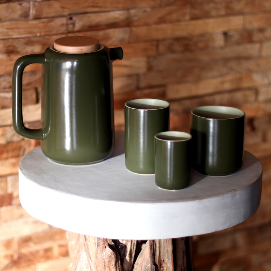 Teekanne aus Steinzeug - grün - 900ml von OGO