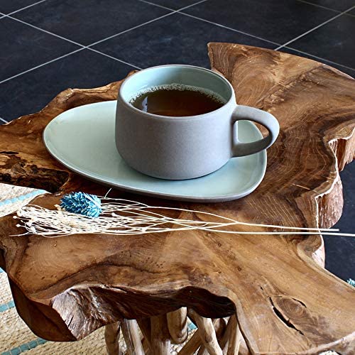 Set mit Tasse und Untertasse aus Steingut - grau - von OGO