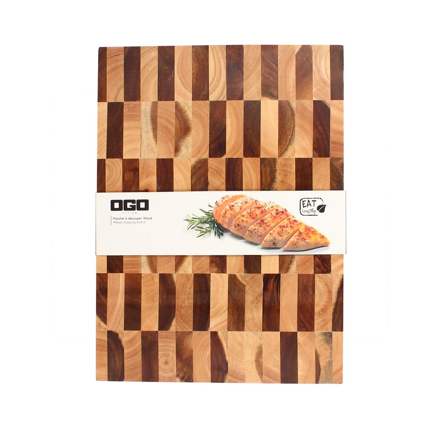 Schneidebrett - Hackblock aus Akazien Kopfholz im Schachbrettmuster 43 X 31 CM von OGO