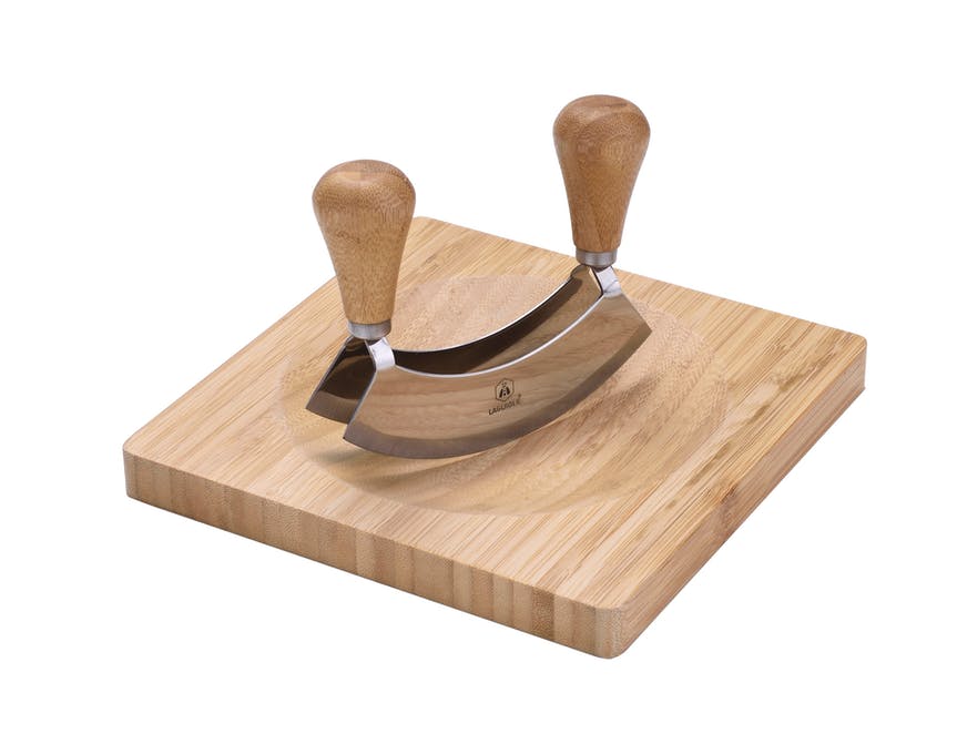 Kräuterschneideset bestehend aus Wiegemesser und Schneidebrett von Laguiole