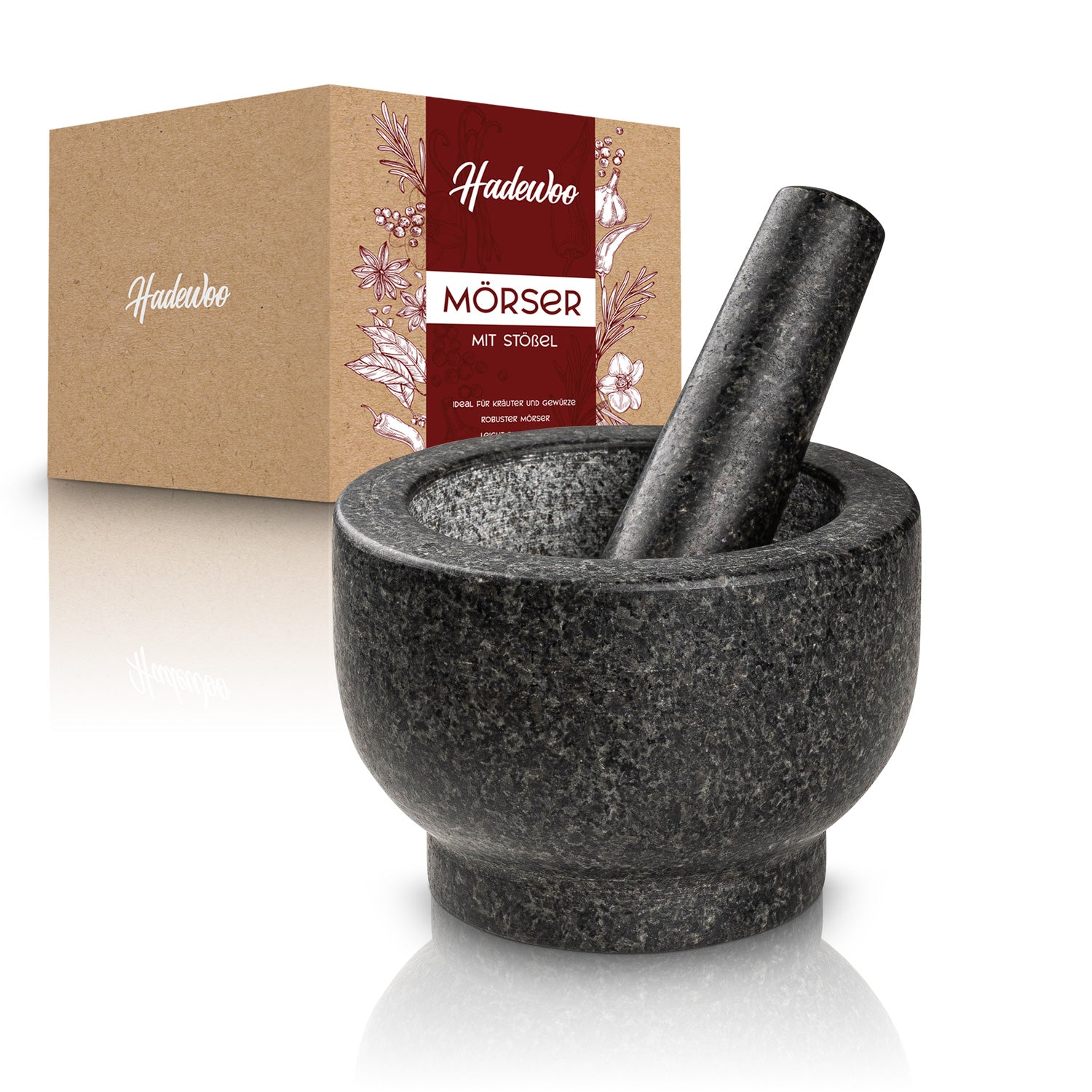 Mörser mit Stößel aus Granit  – Ideal für Kräuter und Gewürze