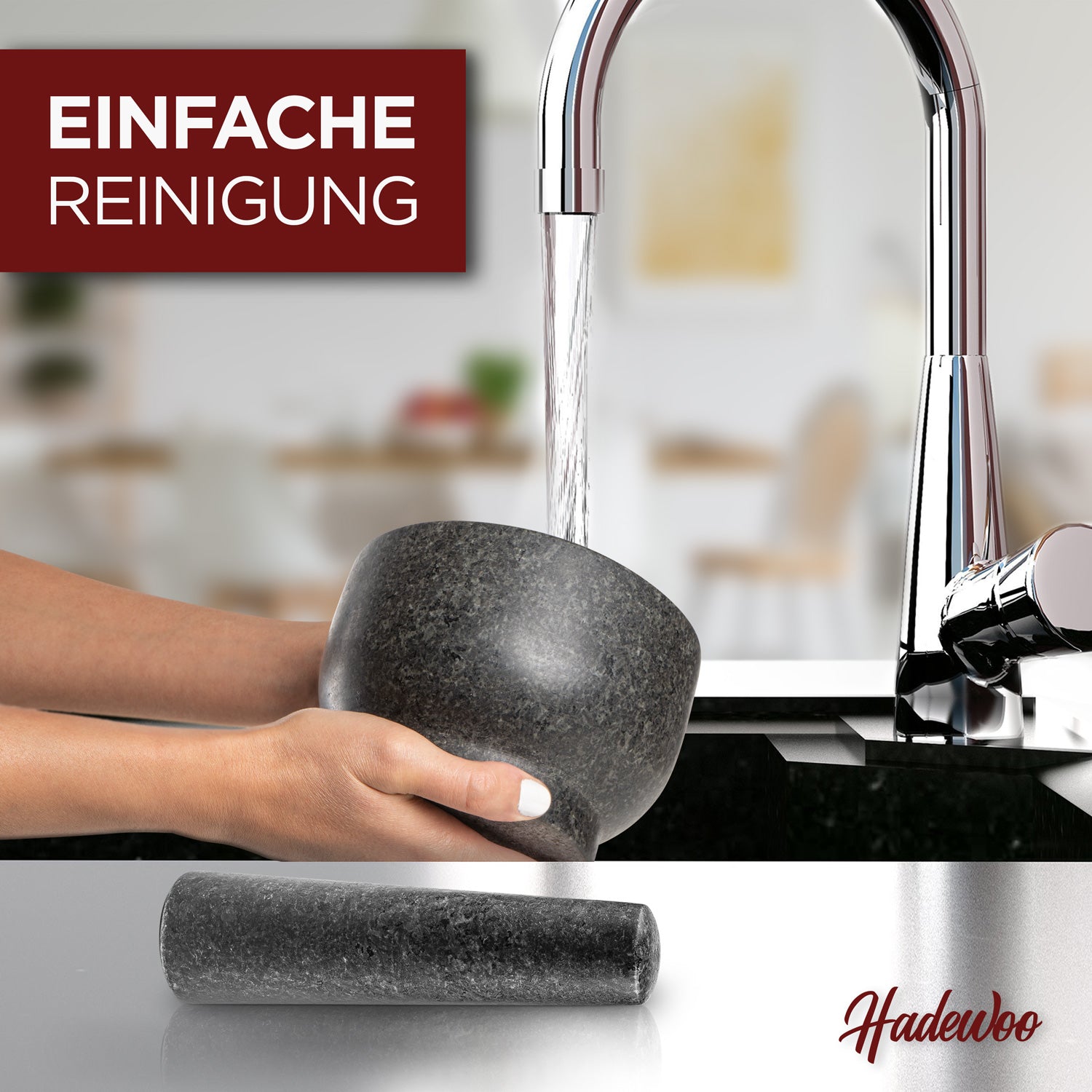 Mörser mit Stößel aus Granit – Ideal für Kräuter und Gewürze