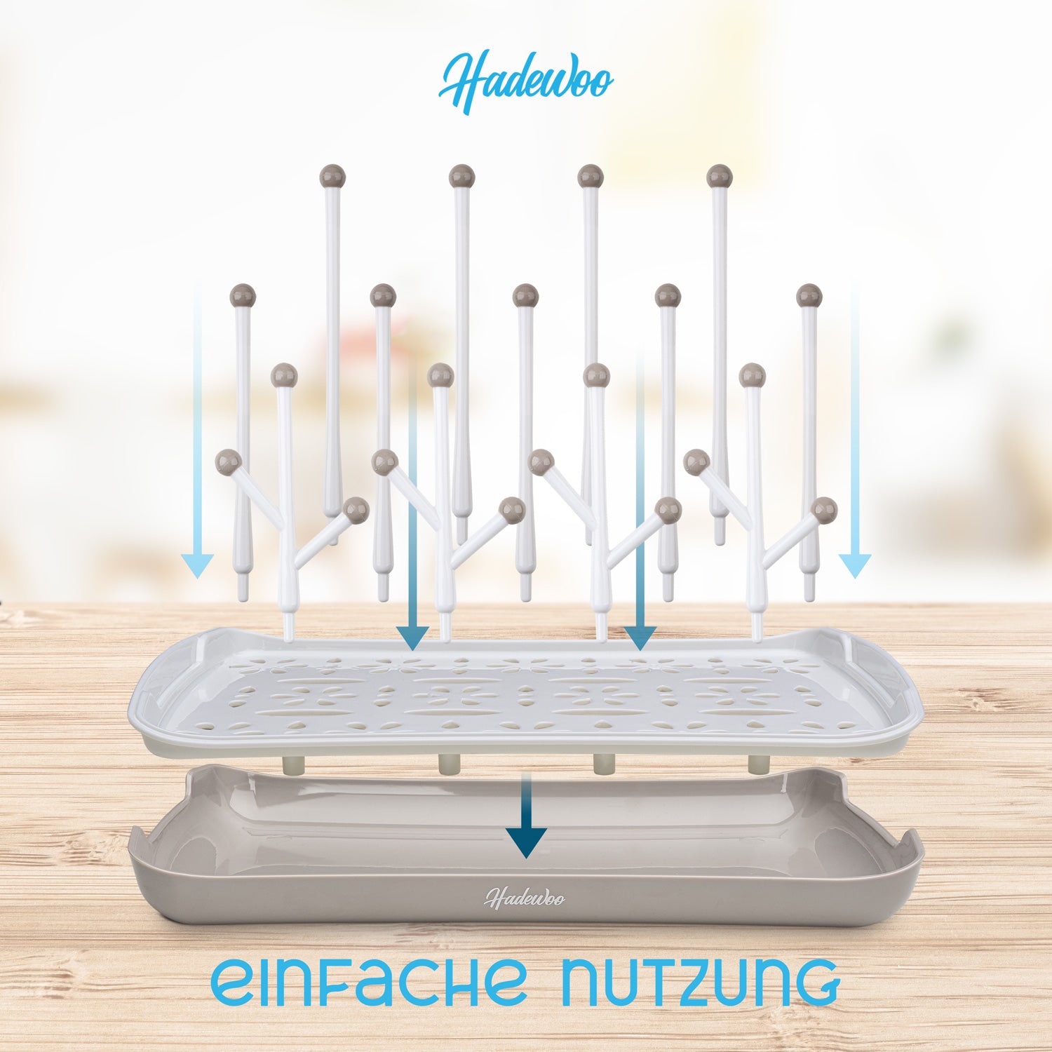 Trockenständer für Babyflaschen – Abtropfgestell Babyflaschen und Zubehör - braun