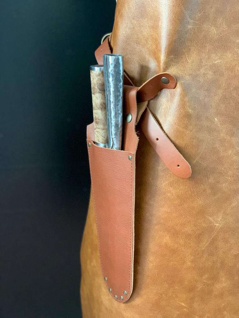 Handgefertigte Messertasche - Gürteltasche echtem Büffelleder -für 2 Messer- braun