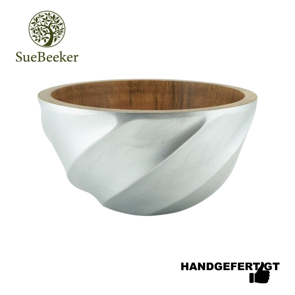 "Helix silber L" ökologisch nachhaltige und handgefertigte Holzschale - Obstschale - Salatschale von SueBeeker