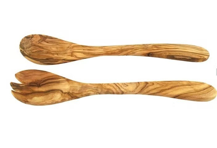 Salatbesteck groß aus Olivenholz - 36cm