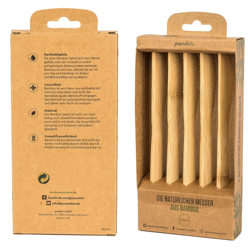 Gabeln aus 100% natürlichem Bambus - plastikfrei - 5 Stück