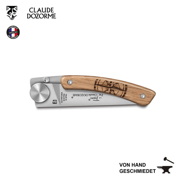 Claude Dorzorme - Taschenmesser Liner Lock Thiers® Nature mit Eichenholzgriff und Kompassmotiv