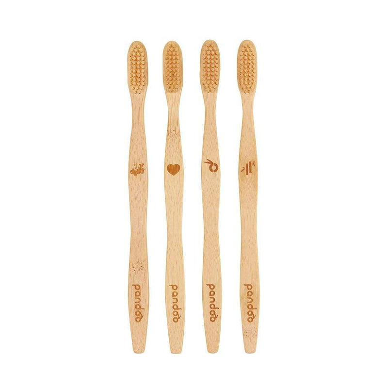 Nachhaltige Bambus Zahnbürsten für Erwachsene - 4 Stück